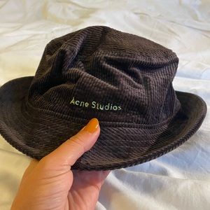 Brown corduroy acne studios bucket hat
